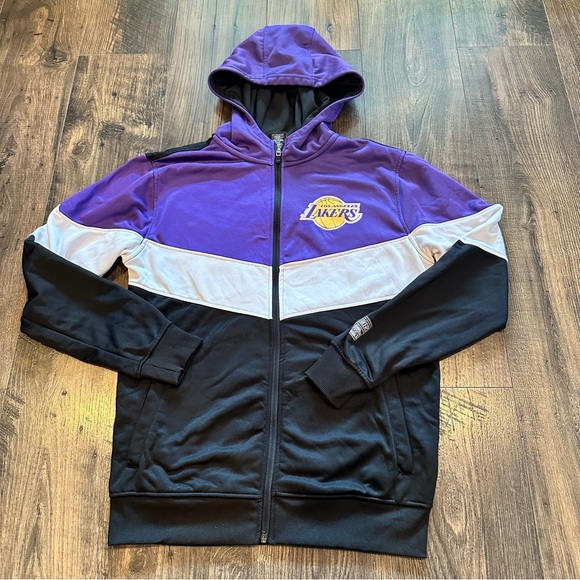 EUC Men's NBA Los Angeles Lakers Full Zip Hooded Sweatshirt, Black Purple Size S - Picture 1 of 6